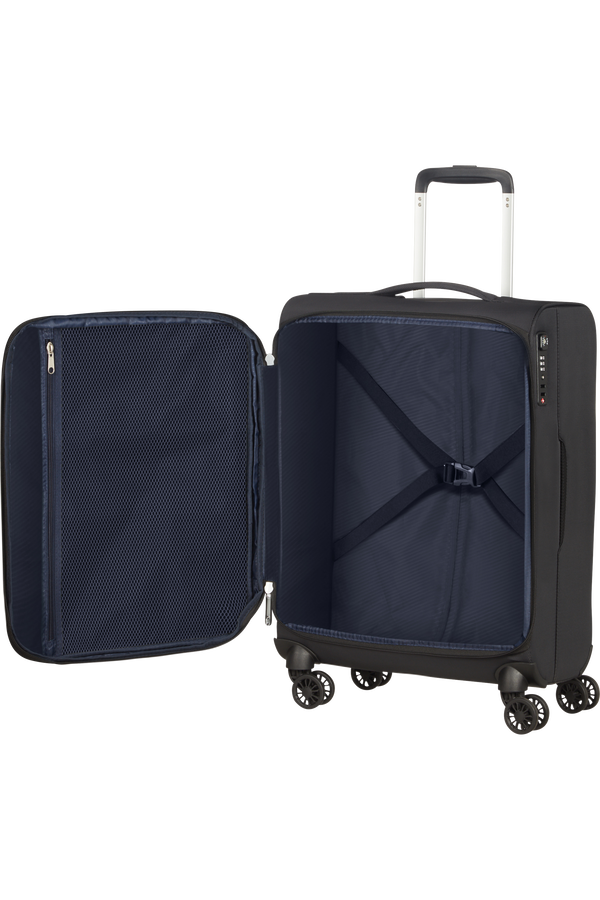 American Tourister Lite Ray Spinner TSA Expandable 55cm  Jet Black