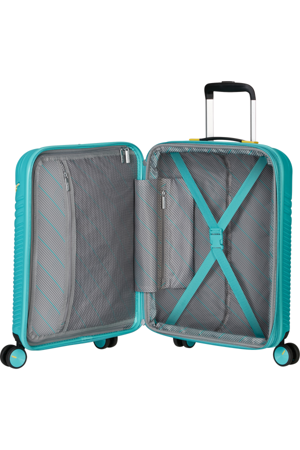 American Tourister Triple Trace Spinner TSA Expandable 55cm  Turquoise/Yellow